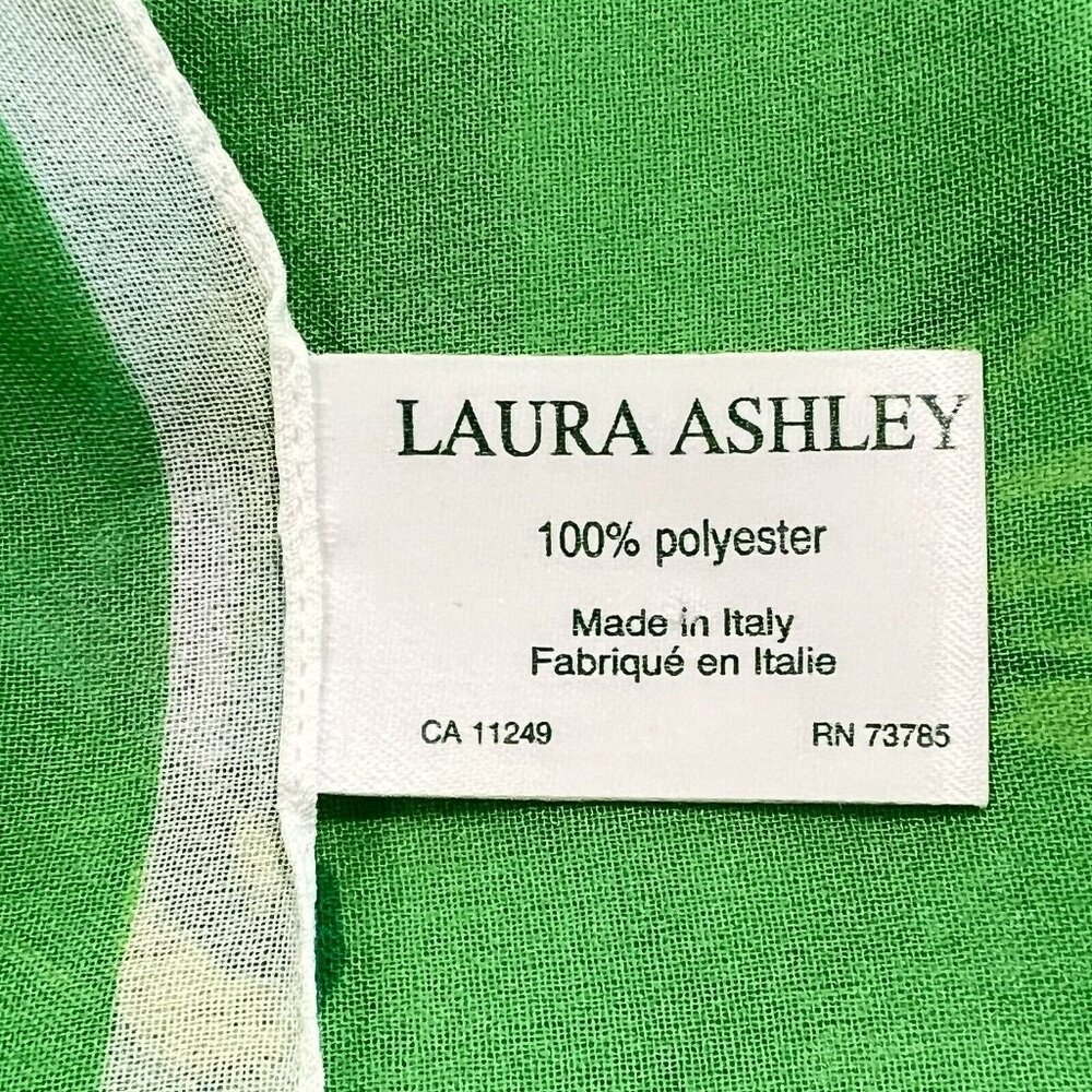 LAURA ASHLEY Scarf Chiffon Blue Green Yellow Flowers Floral Made Italy 33” X 33” - Picture 7 of 8